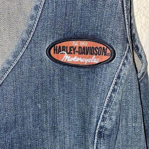 Harley Davidson Jean Vest Biker Patches Trucker - Picture 3 of 9
